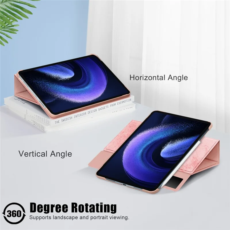 Per Xiaomi Pad 6 Pro Custodia in Pelle Rotante Supporto Porta Penna - Rosa