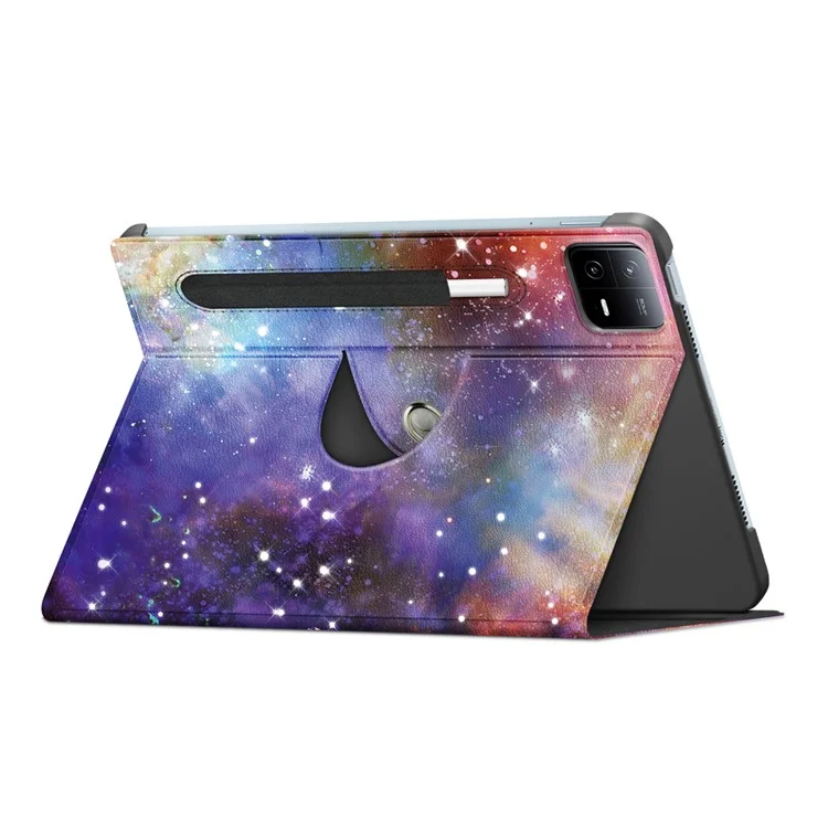 Para Xiaomi Pad 6 Pro Funda de Piel de Microfibra Giratoria Tipo Flip Stand con Impresión de Patrón Antichoque para Tablet con Soporte para Bolígrafo - Galaxia