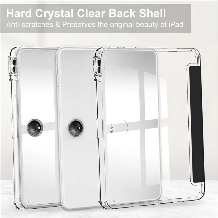 Für Oppo Pad 2 Clear Tablet Case PU-Leder + TPU + Acryl-Ständer Smartcover mit Stiftfach - Schwarz