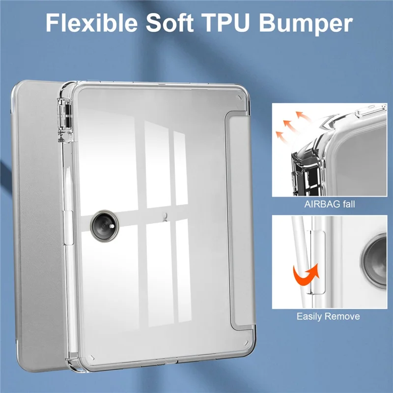 For OnePlus Pad Auto Sleep / Wake Case PU Leather + TPU + Acrylic Stand Transparent Tablet Cover with Pen Slot - Silver