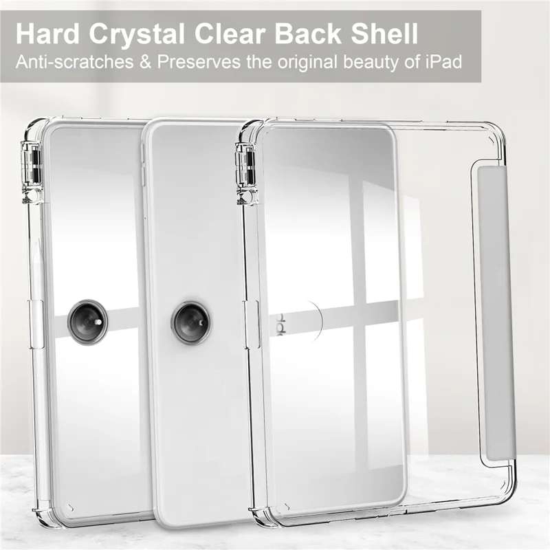 For OnePlus Pad Auto Sleep / Wake Case PU Leather + TPU + Acrylic Stand Transparent Tablet Cover with Pen Slot - Silver