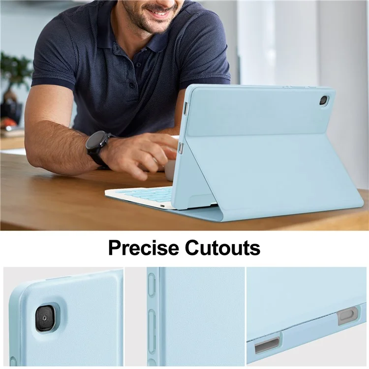 Pour Samsung Galaxy Tab S6 Lite (2024) / S6 Lite (2022) / S6 Lite (2020) Étui en cuir avec clavier amovible et support - Bleu ciel