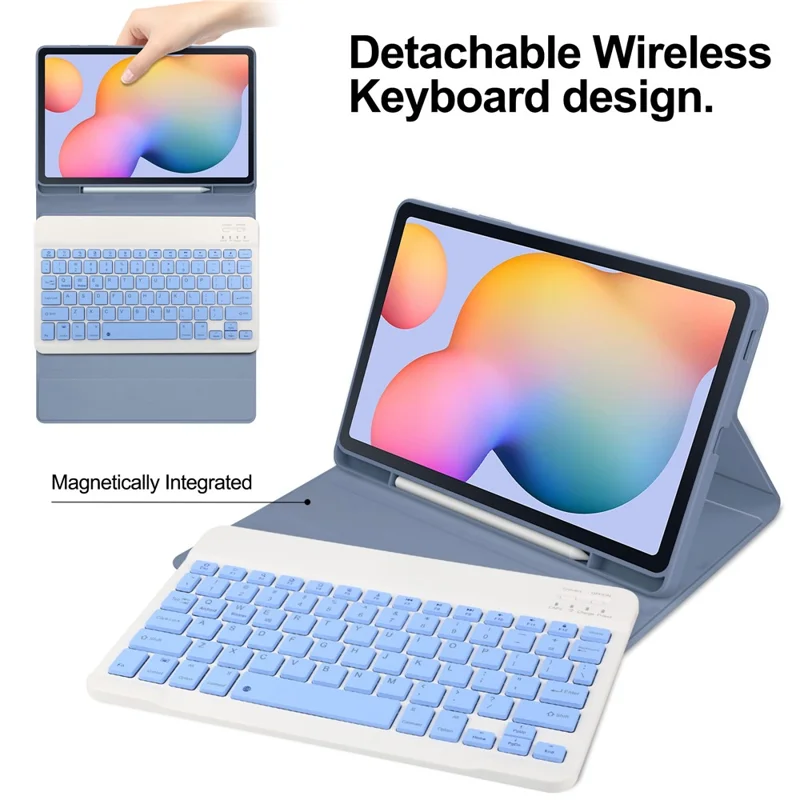 For Samsung Galaxy Tab S6 Lite (2024) / S6 Lite (2022) / S6 Lite (2020) Leather Case with Detachable Keyboard Stand Cover - Purple