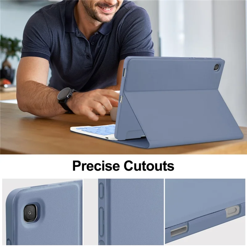 For Samsung Galaxy Tab S6 Lite (2024) / S6 Lite (2022) / S6 Lite (2020) Leather Case with Detachable Keyboard Stand Cover - Purple