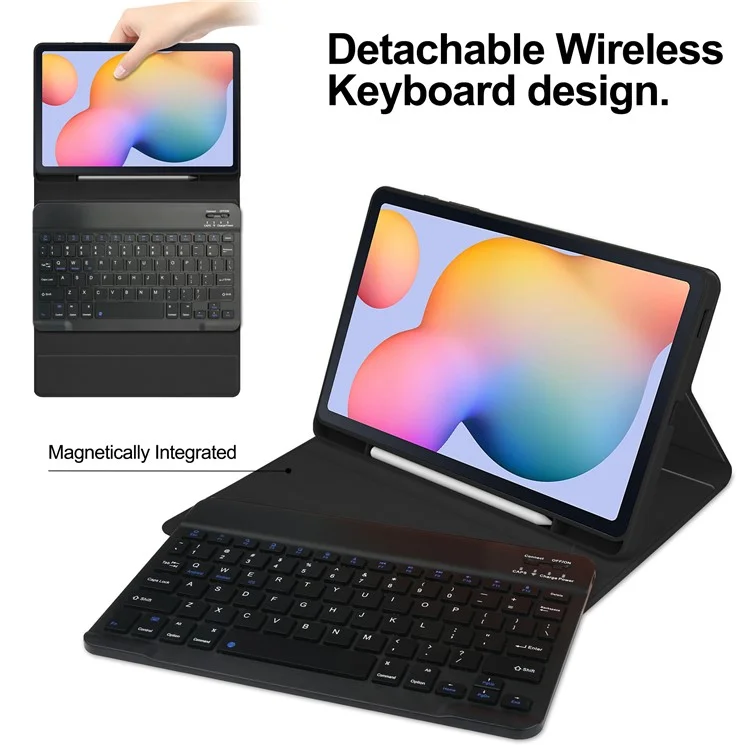 Para Samsung Galaxy Tab S6 Lite (2024) / S6 Lite (2022) / S6 Lite (2020) Capa de Tablet de Couro PU Stand Magnético Capa com Slot de Caneta - Preto