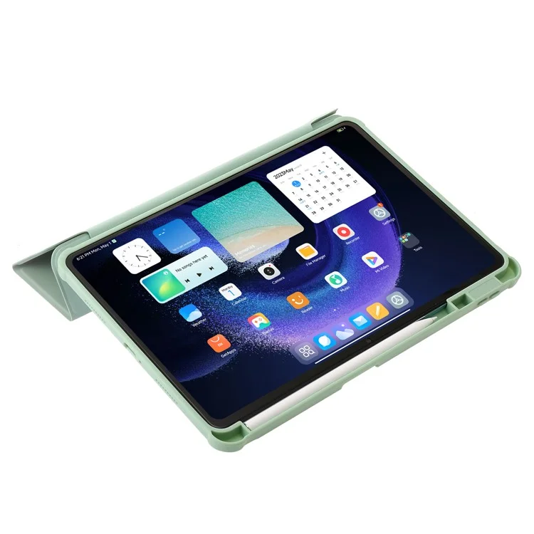 Für Xiaomi Pad 6 / Pad 6 Pro Tri-fold Stand Tablet Case PU Leder Transparente Acryl-TPU Smartcover - Mint Green