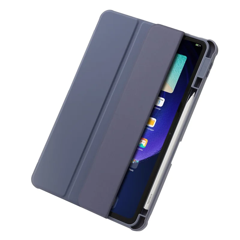 Per Xiaomi Pad 6 / Pad 6 Pro Tri-fold Stand Tablet Case PU Leather Transparent Acrylic TPU Smart Cover - Viola