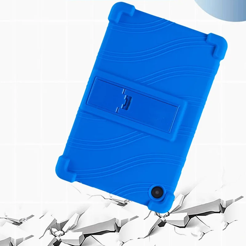 Для TCL Tab 8 4G Anti-drop Silicone Tablet Case Adjustable Kickstand Protective Cover - Dark Blue