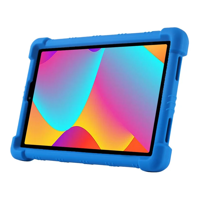 For TCL Tab 8 4G Anti-drop Silicone Tablet Case Adjustable Kickstand Protective Cover - Black