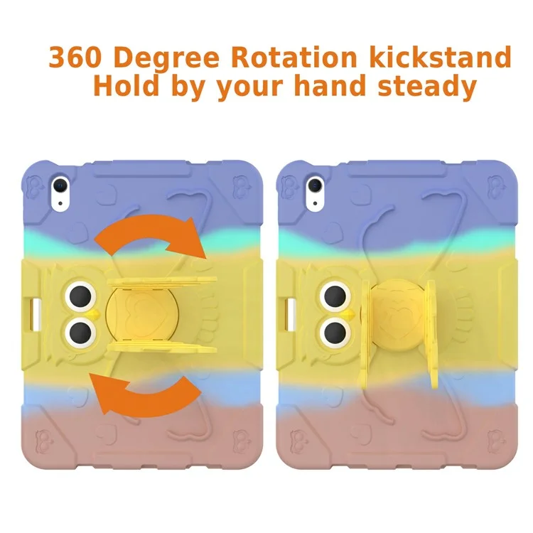 Para iPad 10.9 (2022) Gradient Silicone Tablet Case Rotating PC Kickstand Anti-Slip Cover - Gradient Yellow