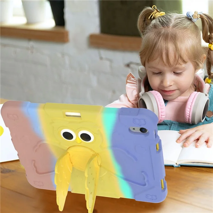 Para iPad 10.9 (2022) Gradient Silicone Tablet Case Rotating PC Kickstand Anti-Slip Cover - Gradient Yellow