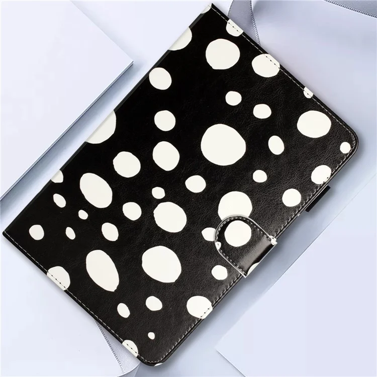 For iPad 10.2 (2021) / (2019) / (2020) / iPad Pro 10.5-inch (2017) PU Leather Case Dot Printing Anti-Drop Tablet Cover - Black / White Dot