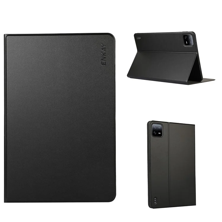 ENKAY HAT PRINCE Capa para Tablet Xiaomi Pad 6 / Pad 6 Pro em Couro PU e TPU com Suporte e Função de Acordar/Dormir Automática - Preto