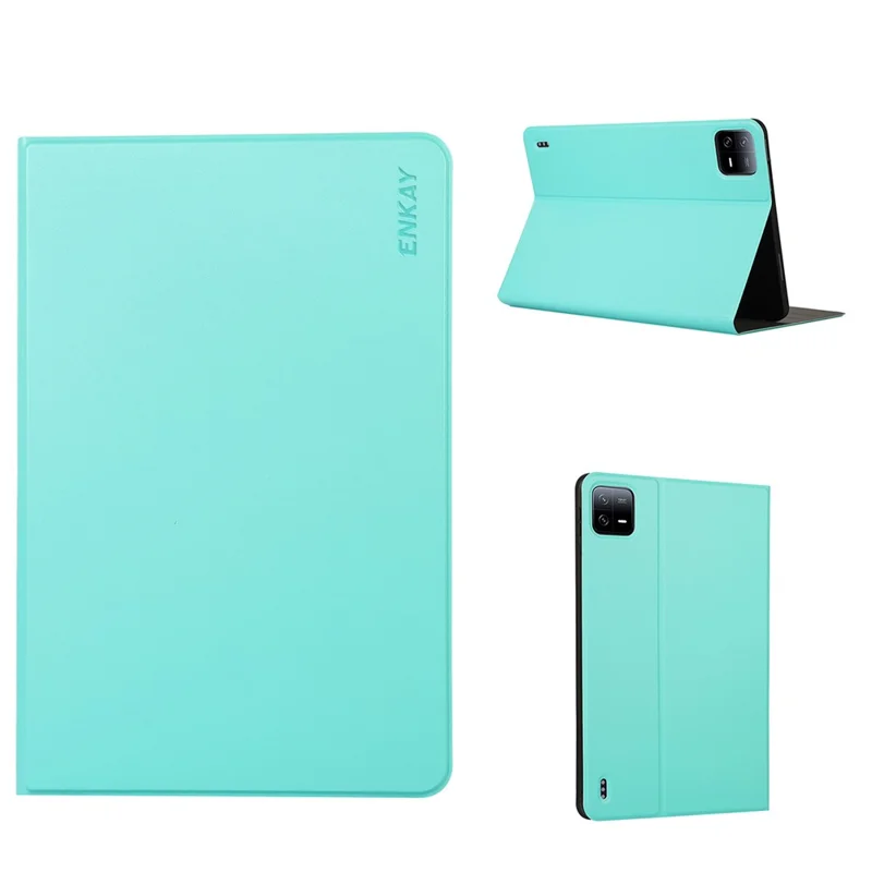 ENKAY HAT PRINCE Custodia per Tablet per Xiaomi Pad 6 / Pad 6 Pro in Pelle PU e TPU, con Supporto e Funzione di Risveglio/Sospensione Automatica - Ciano