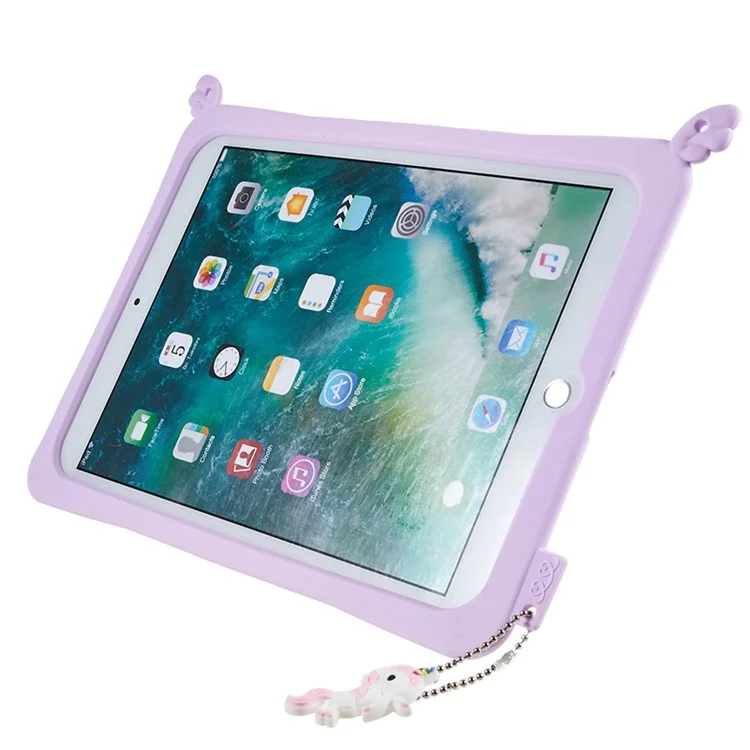 For iPad 10.2 (2021) / (2019) / (2020) / iPad Pro 10.5-inch (2017) / iPad Air 10.5 inch (2019) Silicone+PC Tablet Cover Cute Decor Kickstand Case with Strap