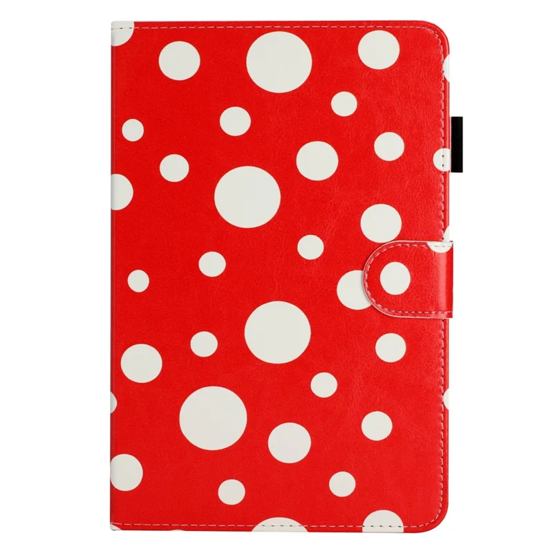 8-inch Auto Wake / Sleep Card Holder PU Leather Stand Case Dots Pattern Tablet Protective Cover - Red / White Dots