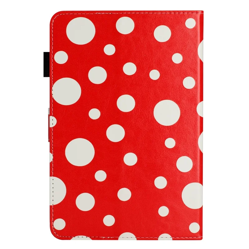 8-inch Auto Wake / Sleep Card Holder PU Leather Stand Case Dots Pattern Tablet Protective Cover - Red / White Dots