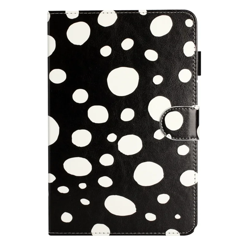 8-inch Auto Wake / Sleep Card Holder PU Leather Stand Case Dots Pattern Tablet Protective Cover - Black / White Dots
