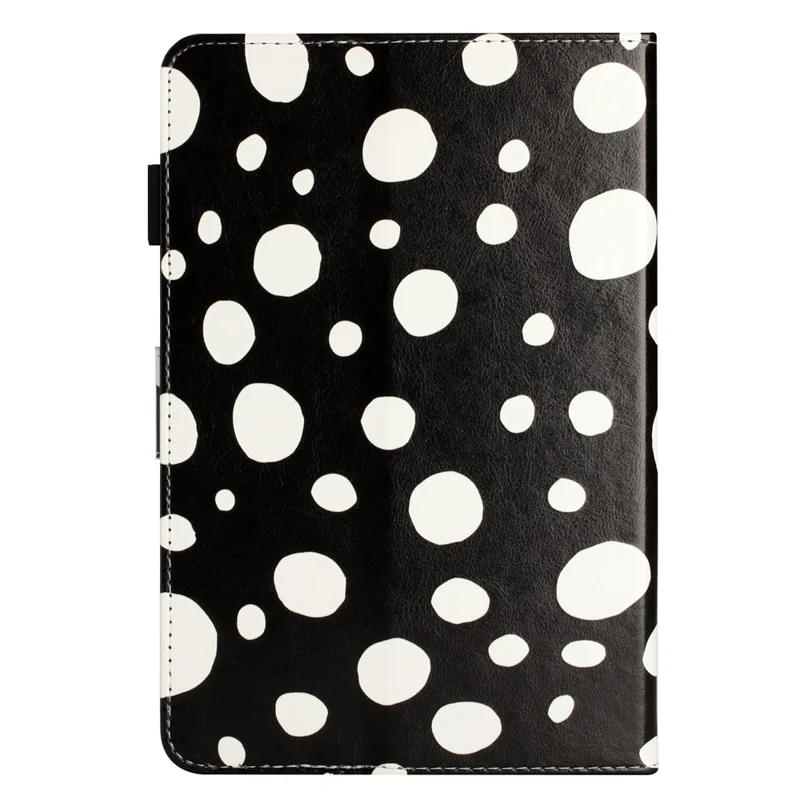 8-inch Auto Wake / Sleep Card Holder PU Leather Stand Case Dots Pattern Tablet Protective Cover - Black / White Dots