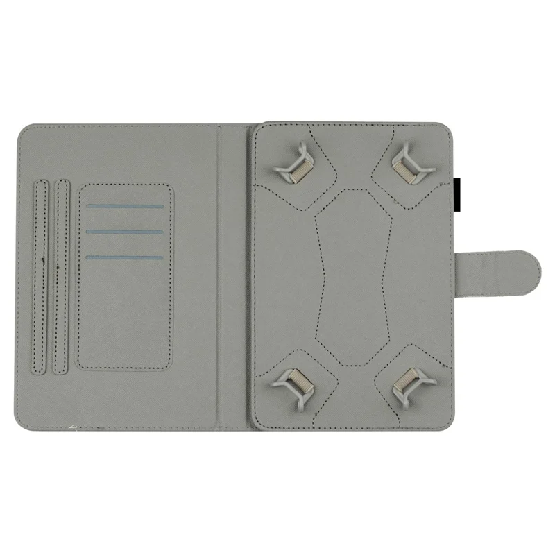 8-inch Auto Wake / Sleep Card Holder PU Leather Stand Case Dots Pattern Tablet Protective Cover - White / Black Dots