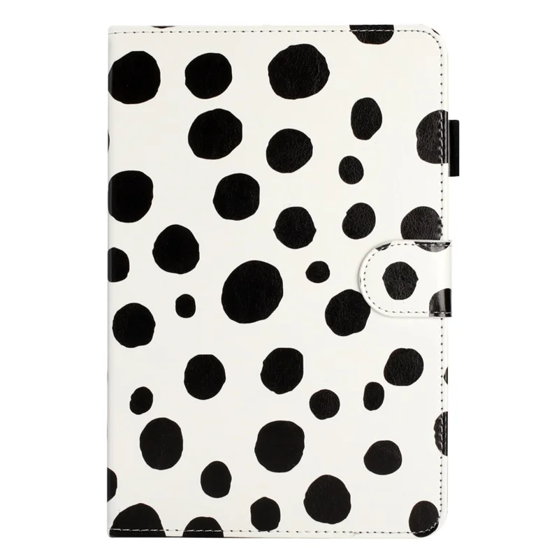 8-inch Auto Wake / Sleep Card Holder PU Leather Stand Case Dots Pattern Tablet Protective Cover - White / Black Dots