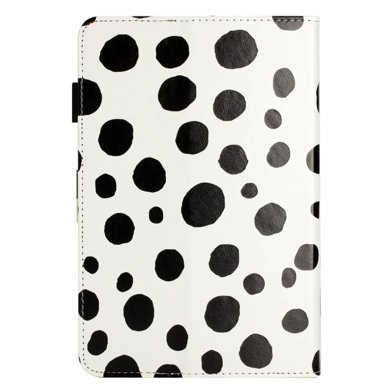 8-inch Auto Wake / Sleep Card Holder PU Leather Stand Case Dots Pattern Tablet Protective Cover - White / Black Dots