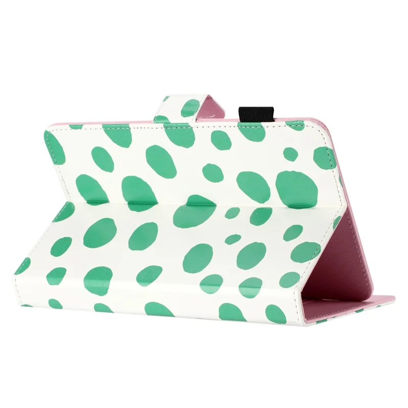 10-inch Dots Pattern Anti-scratch PU Leather Card Holder Stand Case Auto Wake / Sleep Tablet Cover - White / Green Dots