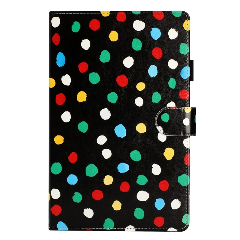 For Samsung Galaxy Tab A8 10.5 (2021) X200 / X205 Dots Pattern PU Leather Stand Case Card Holder Tablet Cover - Black / Multi-color Dots