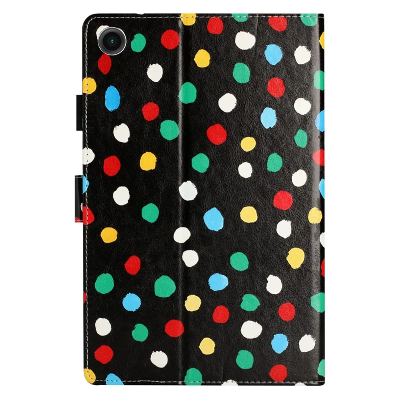 For Samsung Galaxy Tab A8 10.5 (2021) X200 / X205 Dots Pattern PU Leather Stand Case Card Holder Tablet Cover - Black / Multi-color Dots