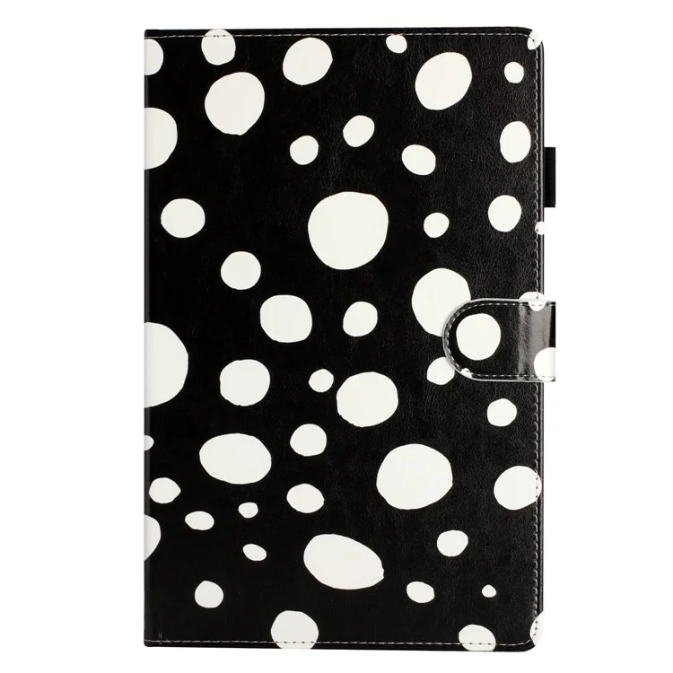 For Samsung Galaxy Tab A7 10.4 (2020) / (2022) Dots Pattern PU Leather Stand Case Tablet Cover with Card Slots - Black / White Dots