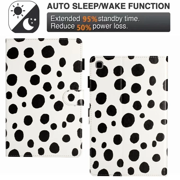 Per Samsung Galaxy Tab A7 Lite 8.7 pollici T200 / T225 Custodia in pelle PU con supporto Dots Pattern Card Holder Custodia per tablet - Bianco / Punti neri