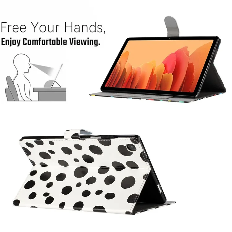 Per Samsung Galaxy Tab A7 Lite 8.7 pollici T200 / T225 Custodia in pelle PU con supporto Dots Pattern Card Holder Custodia per tablet - Bianco / Punti neri