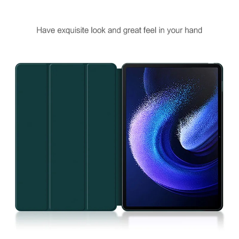 For Xiaomi Pad 6 PU Leather Tablet Case Trifold Stand Magnetic Protective Cover - Green