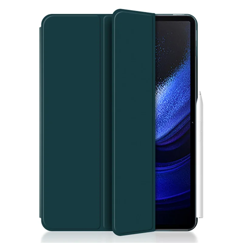 For Xiaomi Pad 6 PU Leather Tablet Case Trifold Stand Magnetic Protective Cover - Green
