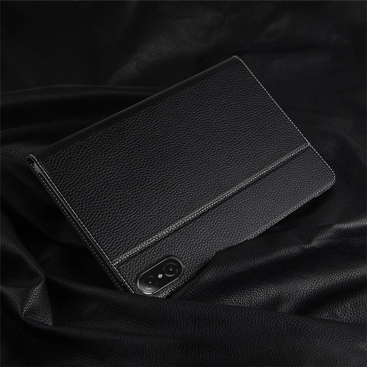 For Honor Pad V8 Echtes Rindsleder-Tablet-Case-Ständer Auto-Aufwachen / Schlaf-Cover - Schwarz