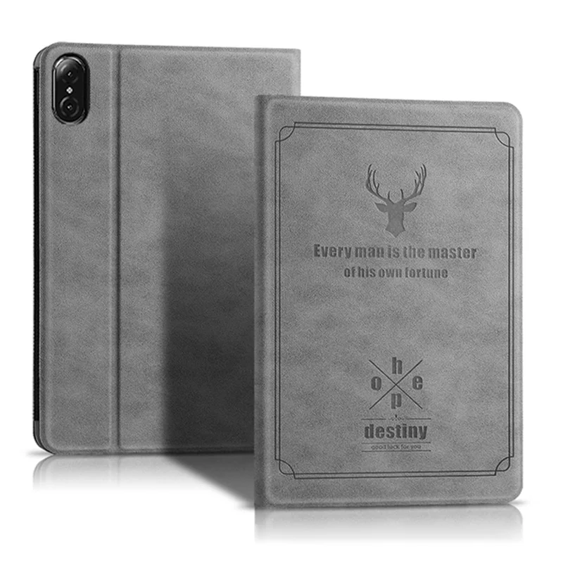 For Honor Pad V8 Deer Pattern Tablet Case PU Leather + PC Stand Cover - Grey