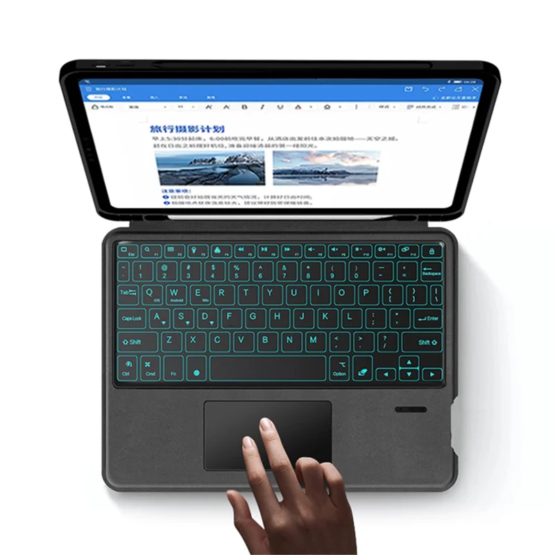 For iPad Air (2022) / (2020) Leather Case + Touchpad Bluetooth-compatible Keyboard with Backlit