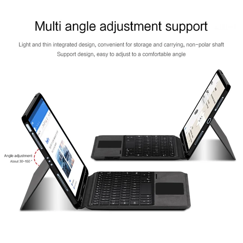 For iPad Air (2022) / (2020) Leather Case + Touchpad Bluetooth-compatible Keyboard with Backlit