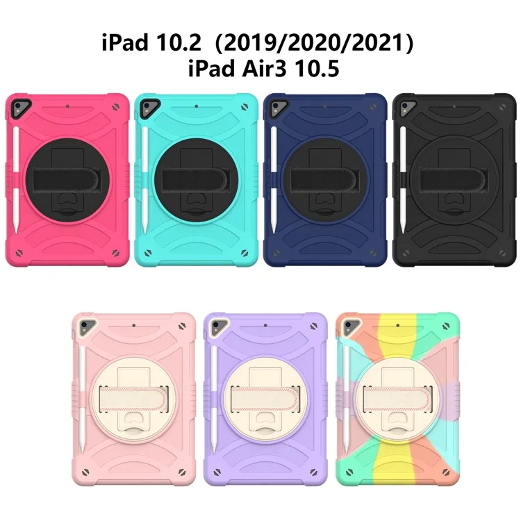 Kickstand Tablet-Hülle für iPad 10.2 (2019) / (2020) / (2021) / iPad Air 10.5 Zoll (2019), Silikon+PC Stoßfeste Schutzhülle mit Handschlaufe / Stifthalter - Mintgrün