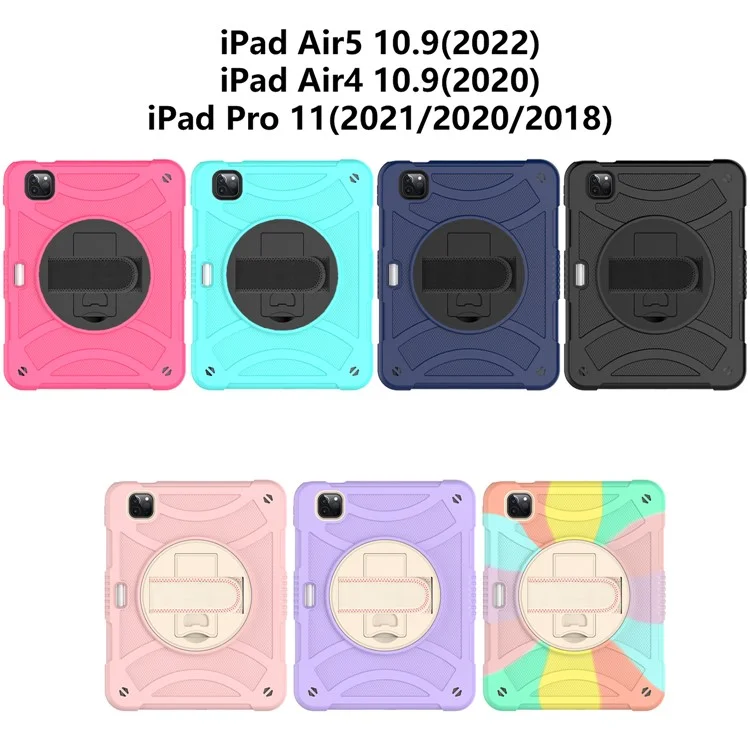 Tablet Case for iPad Pro 11 (2018) / (2020) / (2021) / (2022) / iPad Air (2020) / (2022) , Silicone+PC Rotating Kickstand Protective Cover with Pencil Holder - Mint Green