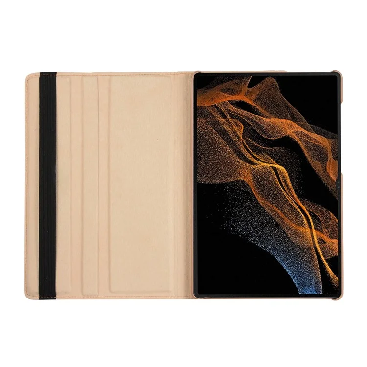 For Samsung Galaxy Tab S10 Ultra / S9 Ultra / S8 Ultra PU Leather Tablet Case 360-Degree Rotating Stand Protective Cover - Dark Blue