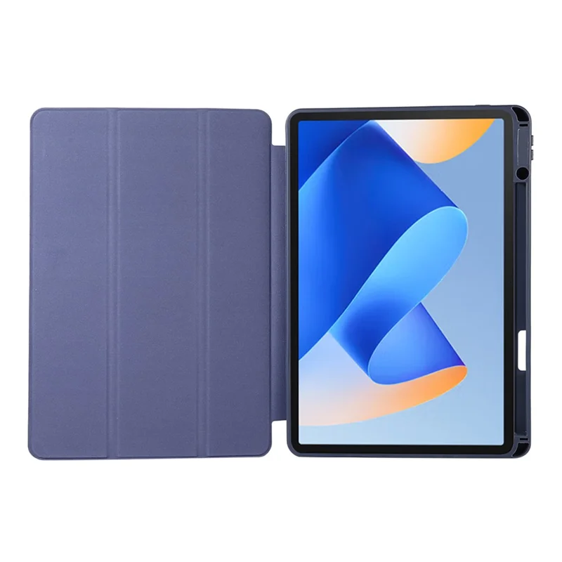 For Huawei MatePad 11 (2023) Solid Color PU Leather Cover Tri-Fold Stand Tablet Case with Pencil Slot - Black