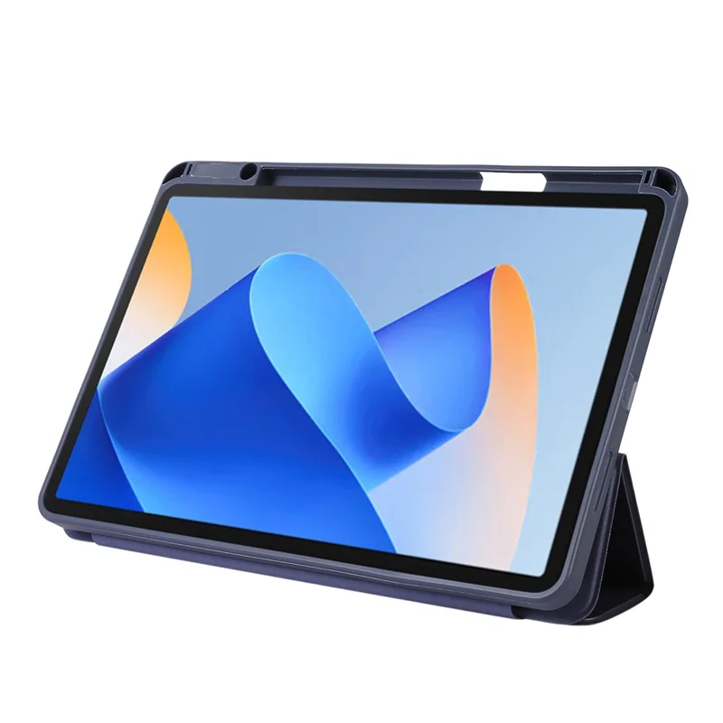 For Huawei MatePad 11 (2023) Solid Color PU Leather Cover Tri-Fold Stand Tablet Case with Pencil Slot - Black