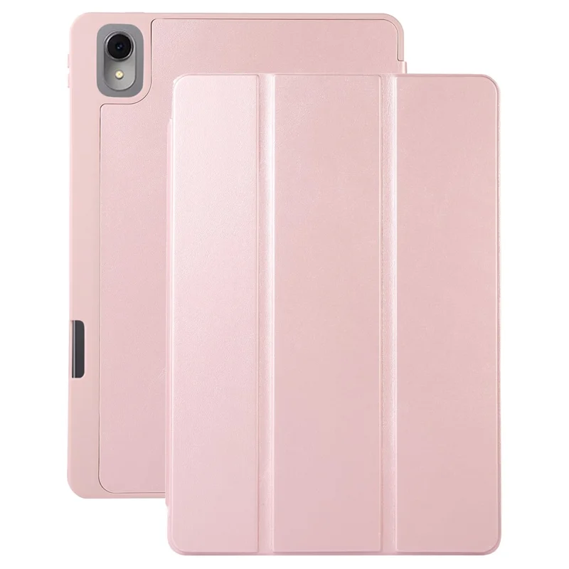 Für Huawei MatePad 11 (2023) Einfarbige PU-Lederabdeckung Dreifach-Falte Ständer Tablet-Hülle mit Stiftschlitz - Pink