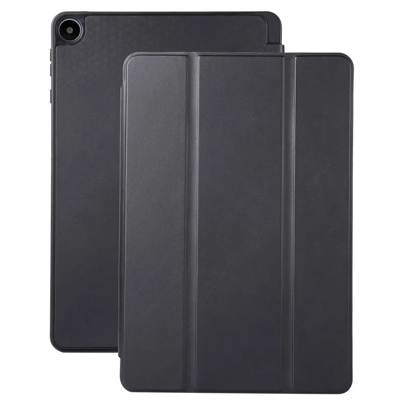 For Huawei MatePad SE 10.4-inch Solid Color PU Leather Tablet Cover Tri-Fold Stand Anti-drop Case with Pencil Slot - Black