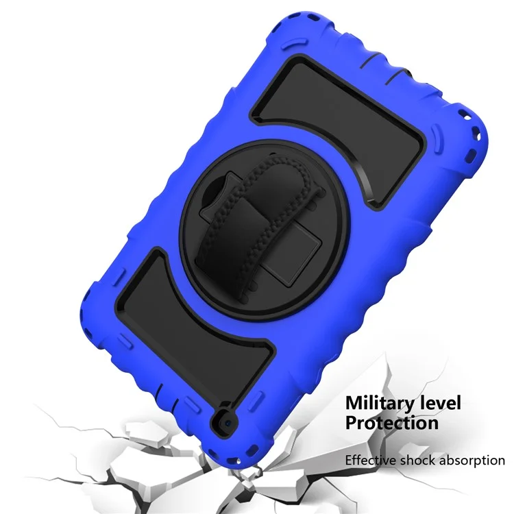 Cubierta Giratoria Para la Parada de Patada Para Samsung Galaxy Tab A 8.0 (2019) SM-T290 (Wi-Fi) / SM-T295 (LTE) / SM-T297, Silicona+case de Tableta Protectora Rugged pc - Azul
