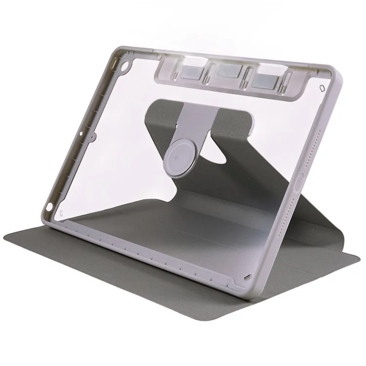 For iPad 10.2 (2019) / (2020) / (2021) PU Leather Pattern Tablet Case Stand Rotating Cover with Detachable Pencil Holder - Chain Love