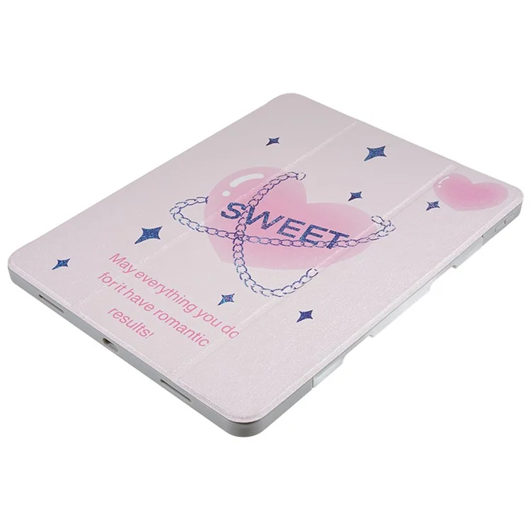 For iPad 10.2 (2019) / (2020) / (2021) PU Leather Pattern Tablet Case Stand Rotating Cover with Detachable Pencil Holder - Chain Love
