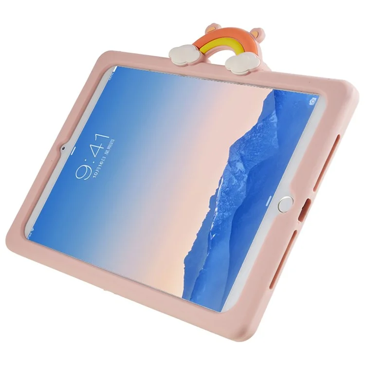 For iPad Air (2013) / Air 2 / iPad 9.7-inch (2017) / (2018) Tablet Case Cartoon Bear Rotary Kickstand PC+Silicone Cover