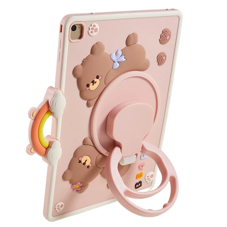 Für iPad Air (2013) / Air 2 / iPad 9.7-inch (2017) / (2018) Tablet Case Cartoon Bär Rotary Kickstand PC+Silikon Cover